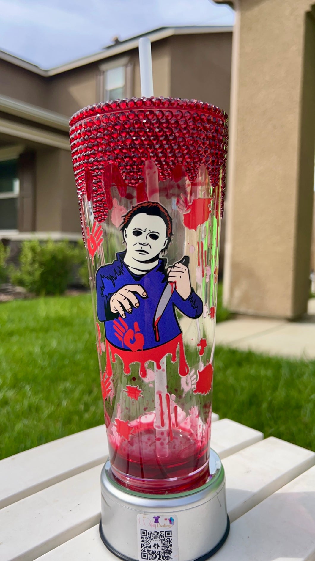 Michael rhinestone drip tumbler
