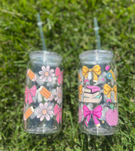 Load image into Gallery viewer, Teacher coquette and pencil  plastic cup
