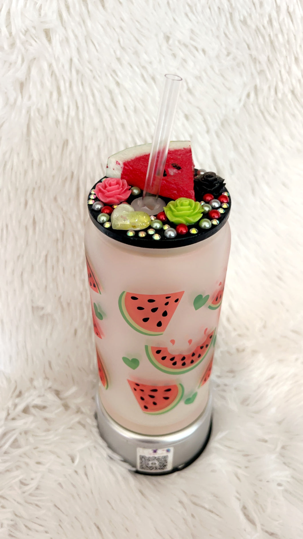 Summer watermelon frosted glass cup