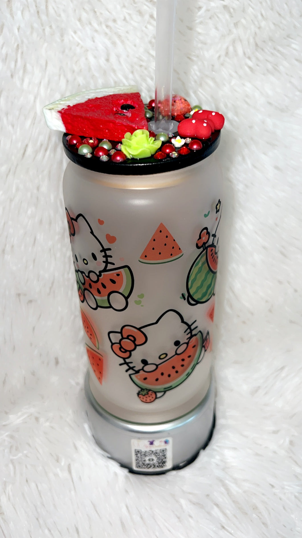 Hk watermelon frosted glass cup