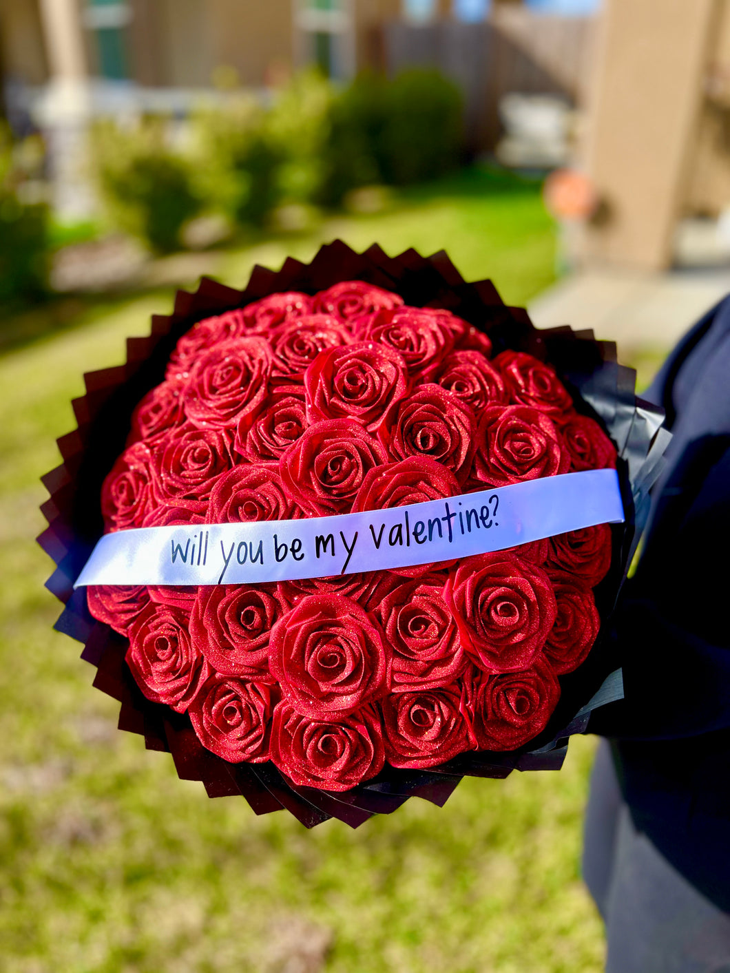 Handmade Red glitter roses