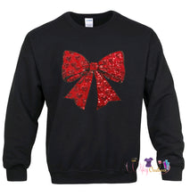 Load image into Gallery viewer, Red sequins bow with hearts
