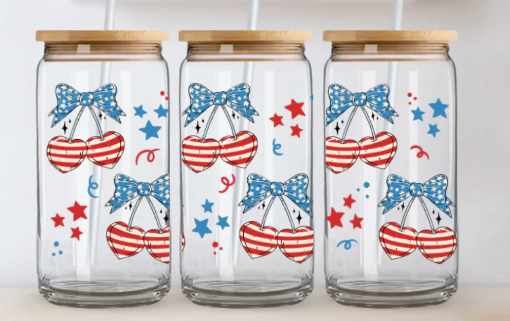 American cherry glass cup