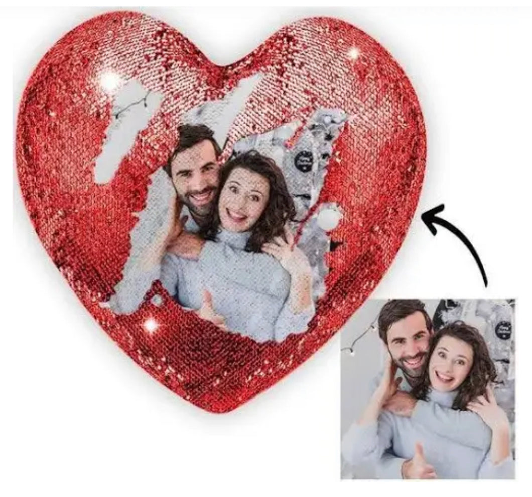 Red Sequins heart pillow