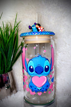 Load image into Gallery viewer, Glass blue &amp; pink guy cup
