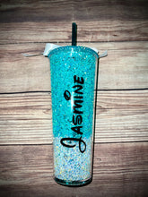 Load image into Gallery viewer, Aqua rhinestone snow globe
