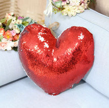 Load image into Gallery viewer, Red Sequins heart pillow
