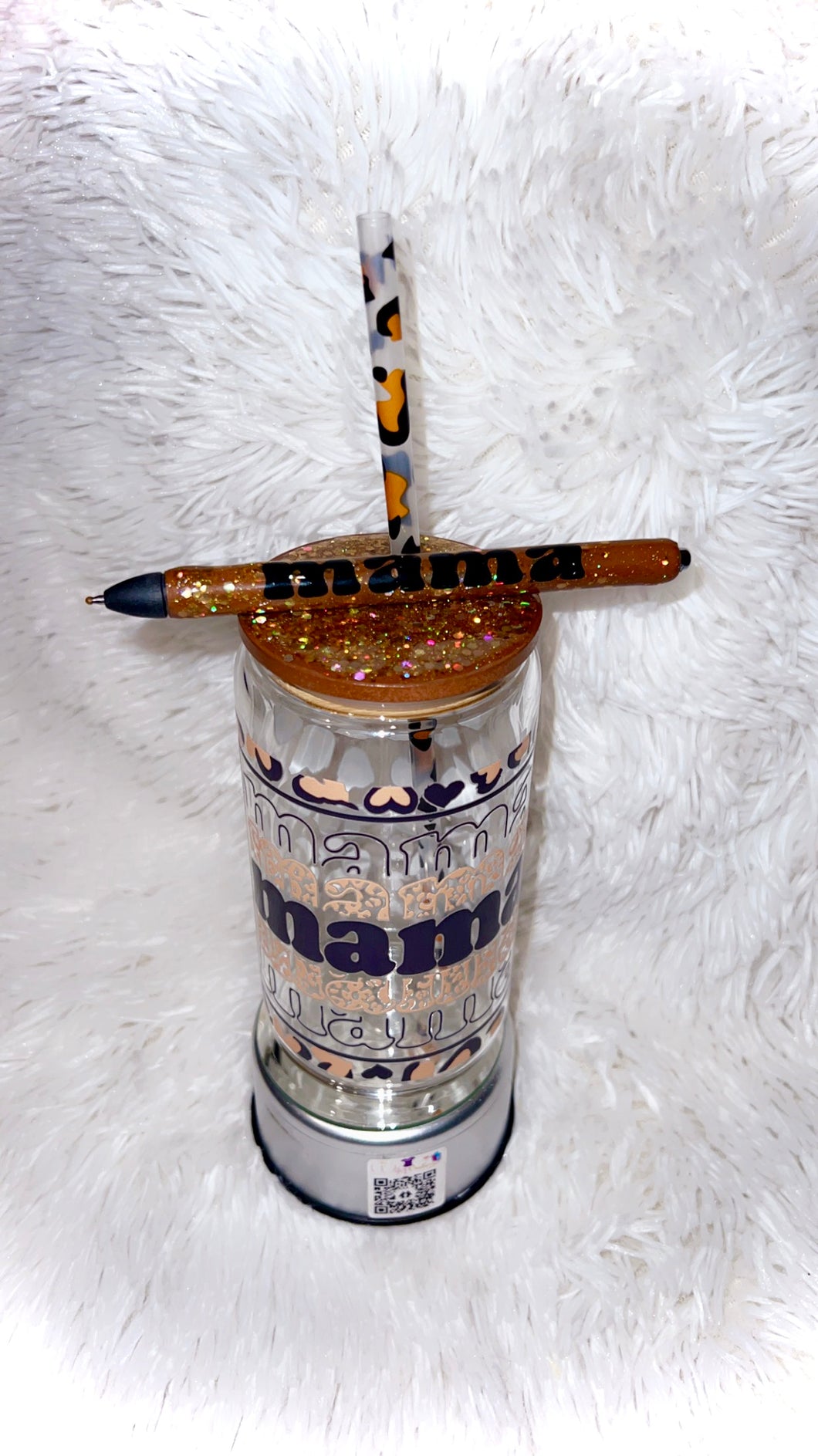 Mama leopard pen cup set
