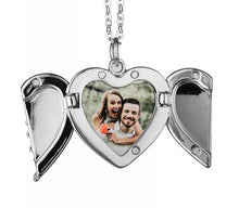 Load image into Gallery viewer, Custom photo Heart wing locket necklace
