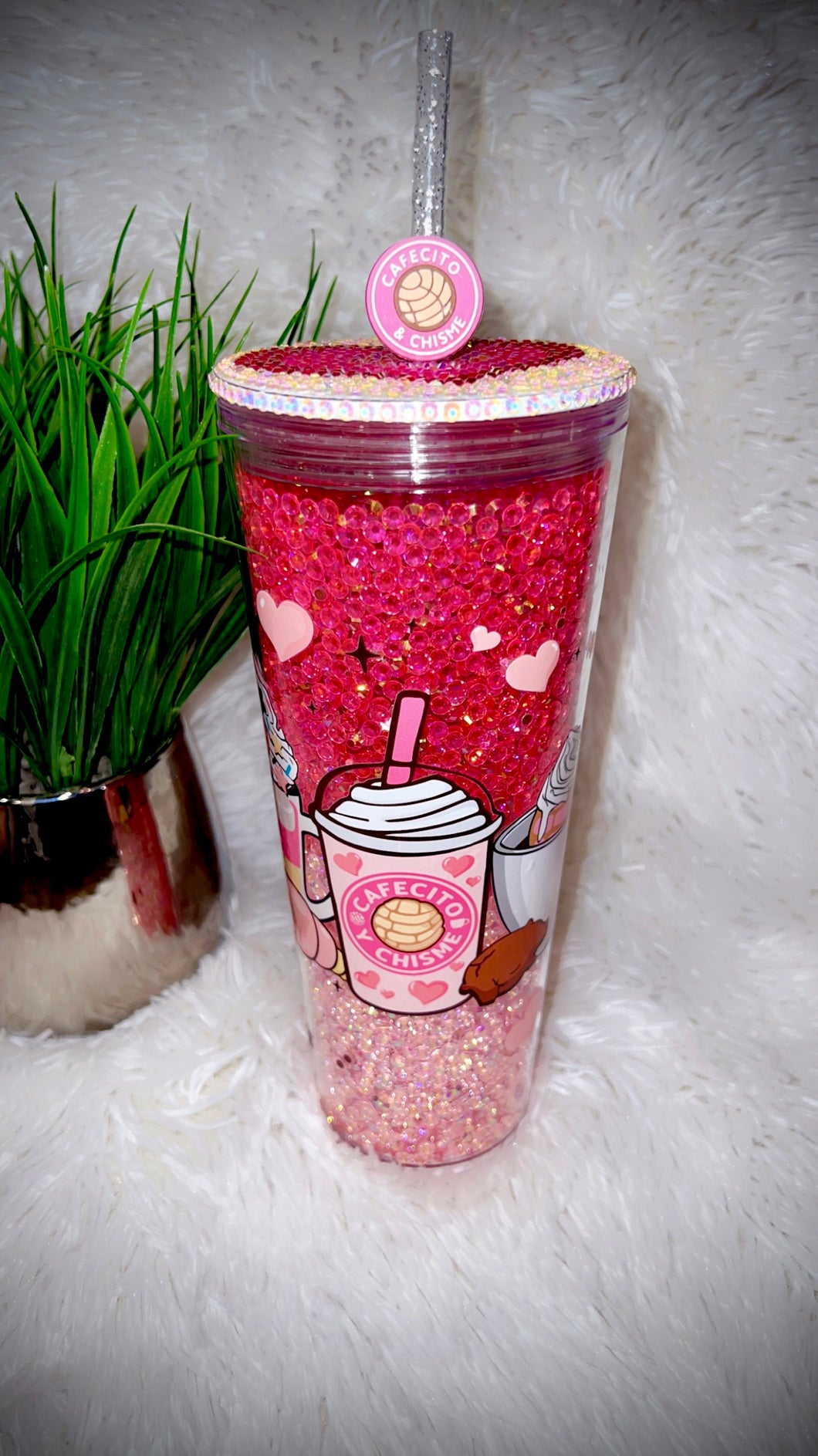 Cafecito cup rhinestone snow globe